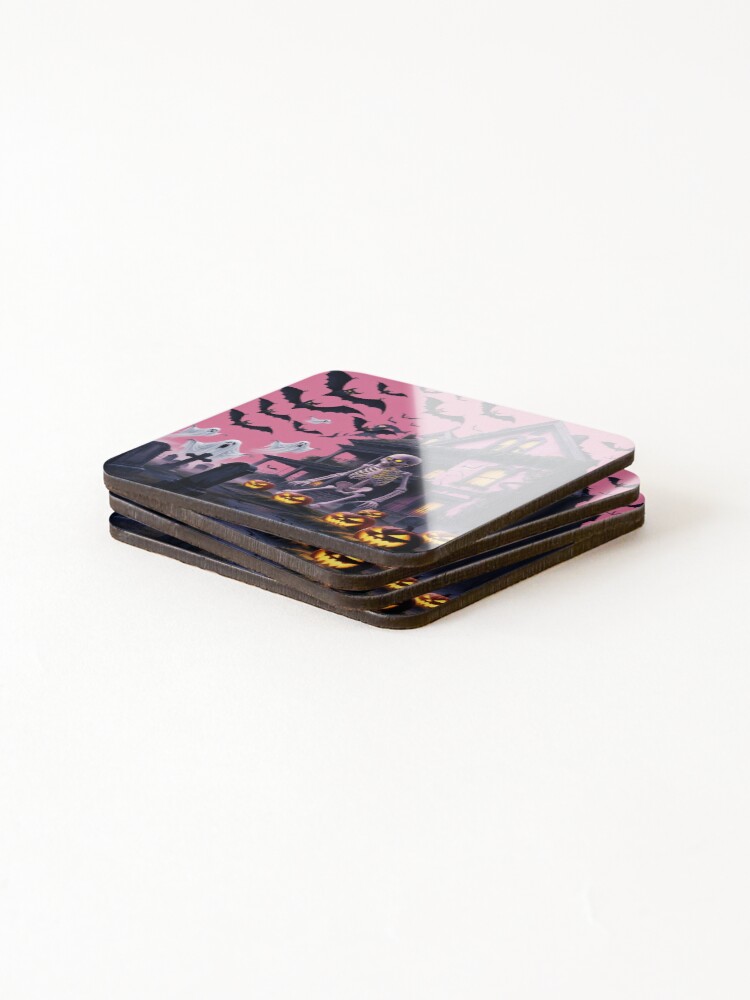 Thumbnail 4 of 5, Coasters (Set of 4), Pink Skeleton designed and sold by Ric-Rach.