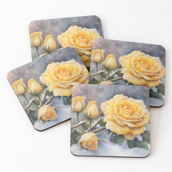 Item preview, Yellow Roses in Snowy Sunset designed and sold by CalmnessbyChoice.