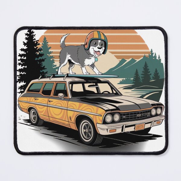 Item preview, Old car with dog surfing on roof designed and sold by ARTReMi.