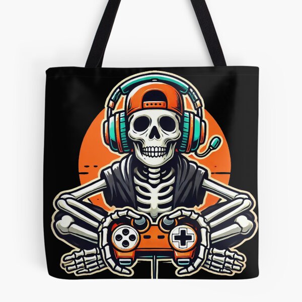 Item preview, Skeleton Gamer - Fun Retro Gaming Skull Art for Gamers designed and sold by SpecialFunTee.