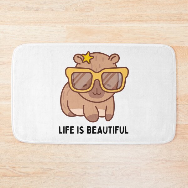 Item preview, Cute Capybara with Glasses Quote: Life is Beautiful designed and sold by mysummerland.