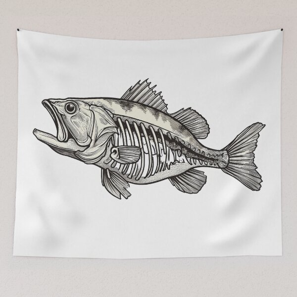 Item preview, Smallmouth Bass Skeleton Illustration designed and sold by BeUniqueCo.