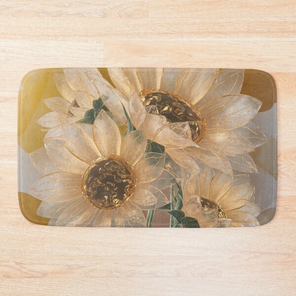 Item preview, clear gold plated sunflowers,watercolor designed and sold by elegantpaterns.