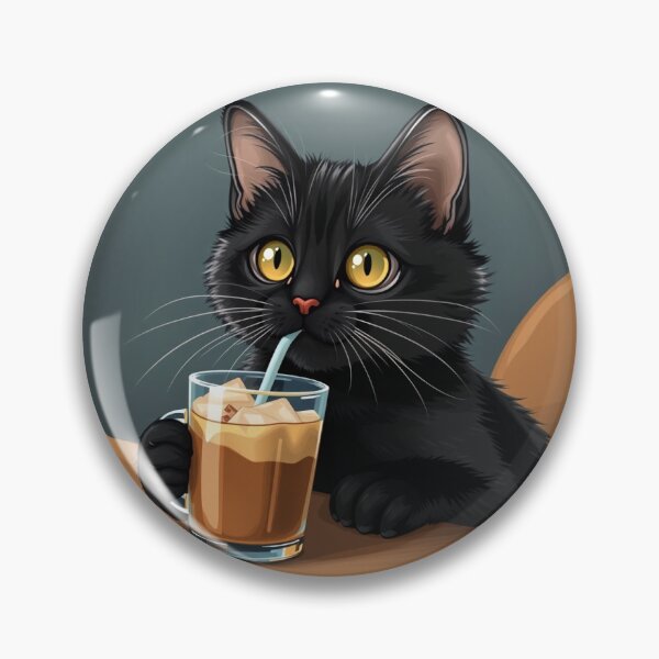 Item preview, Black Cat Sipping an Iced Coffee designed and sold by omgnovalynn.