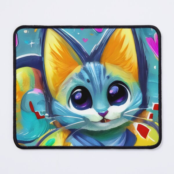 Item preview, Painted yellow kitten in beautiful colorful colors, hearts, I love cats. designed and sold by Cherry-Cat.