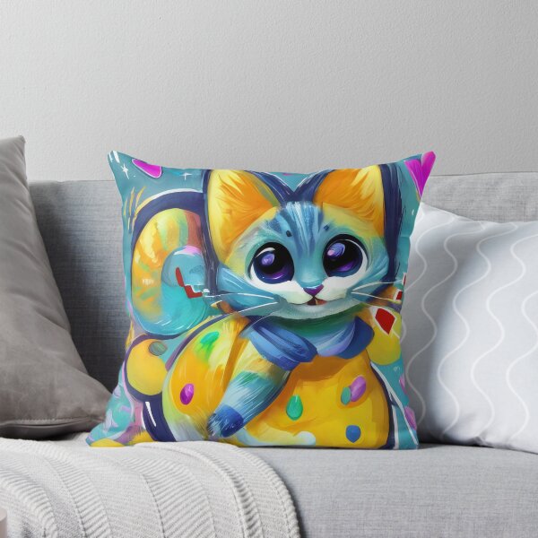 Item preview, Painted yellow kitten in beautiful colorful colors, hearts, I love cats. designed and sold by Cherry-Cat.