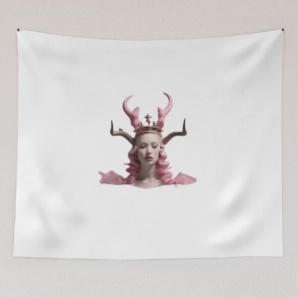 Item preview, Princess with horns. surreal Dream art style Pink  designed and sold by TaliaShin.