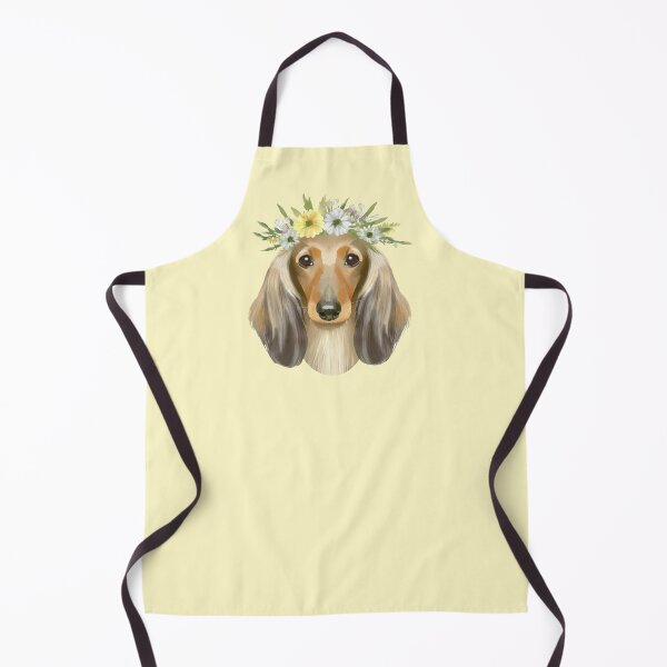 Item preview, Long Haired Dachshund Flower Crown Watercolor 2 designed and sold by Magnolia Valley Art.
