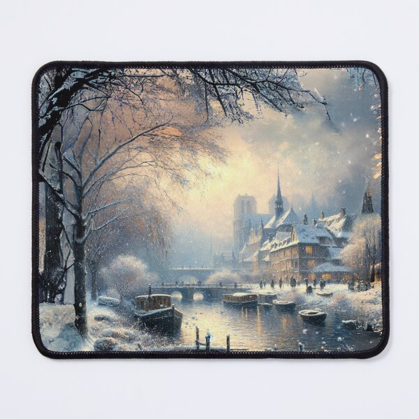 Item preview, Snowy Riverside Town at Twilight designed and sold by MarinaFila.