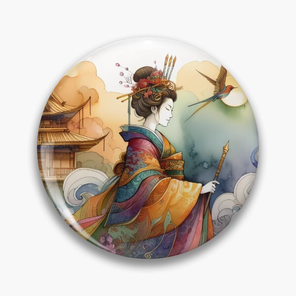 Item preview, Elegant Geisha in a Garden of Blossoms and Waves designed and sold by Vitalka-uk.