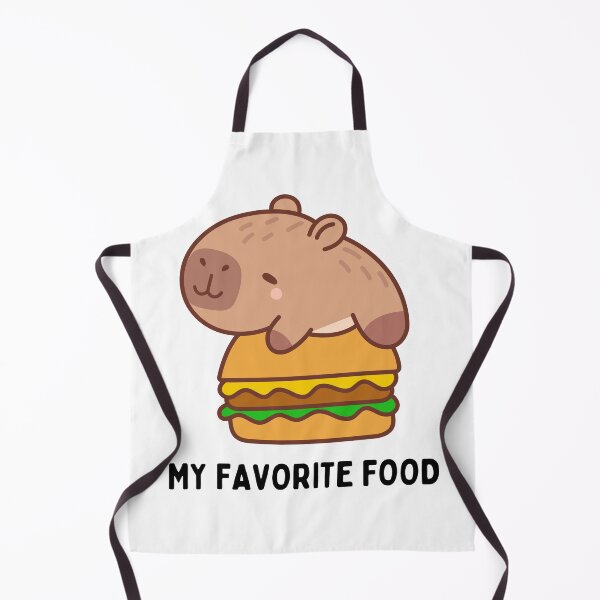 Item preview, Cute Capybara with a delicious burger, phrase: My favorite food designed and sold by mysummerland.