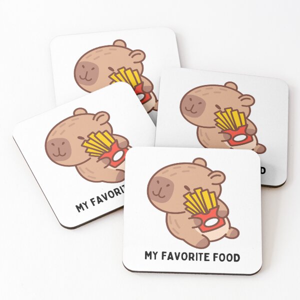 Item preview, Beautiful Capybara with French Fries, food lover, quote: My favorite food designed and sold by mysummerland.