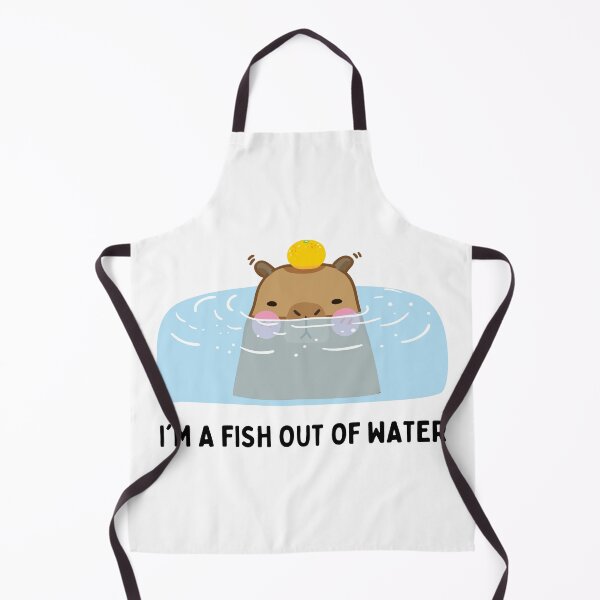Item preview, Kawaii Capybara in water with phrase: I'm a fish out of water designed and sold by mysummerland.