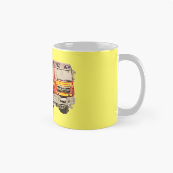 Item preview, Dorset & Wiltshire Fire engine Mug yellow designed and sold by Truck drawing art.