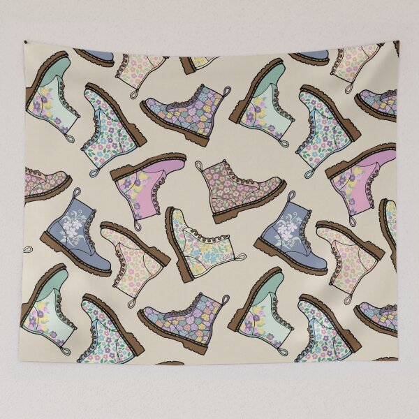Item preview, Flowery Combat Boots designed and sold by Unhinged Heather.