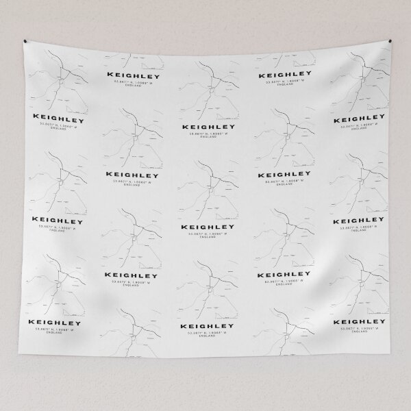 Item preview, Keighley Coordinates Map Print | Minimalist Black and White Art designed and sold by RM-Journey.