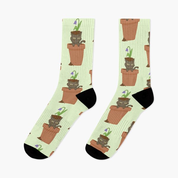 Item preview, Cute Grey Cat in Flower Pot designed and sold by KitKattyDesigns.