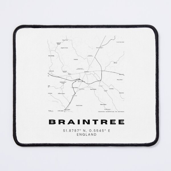 Item preview, Minimalist Braintree Map Art | Black and White Coordinates Print designed and sold by RM-Journey.