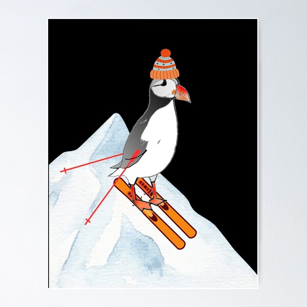 Item preview, Funny puffin skier on snowy hill puffin enthusiast ski lover designed and sold by Artstastic.