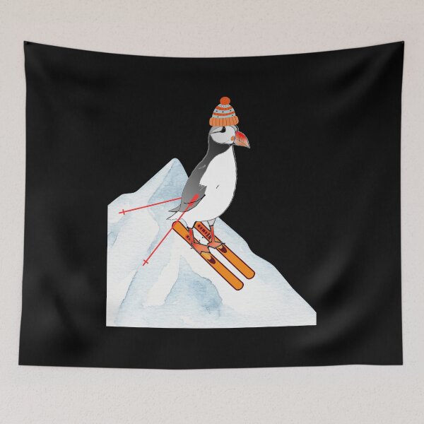 Item preview, Funny puffin skier on snowy hill puffin enthusiast ski lover designed and sold by Artstastic.