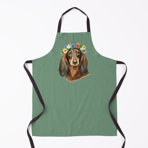 Item preview, Long Haired Dachshund Flower Crown Watercolor 3 designed and sold by Magnolia Valley Art.