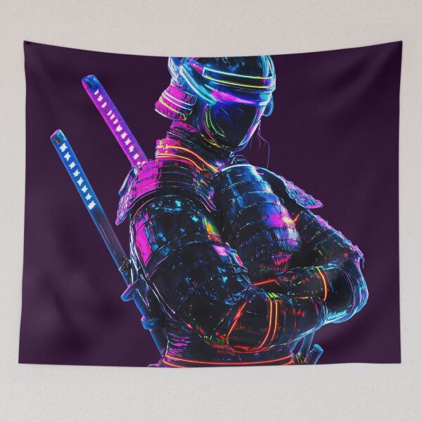 Item preview, Neon Samurai Warrior in Cyber Armor designed and sold by PixelReverb.