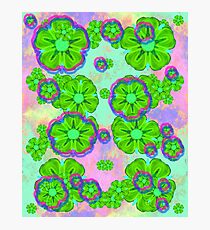 green hawaii flowers colorfull strange pattern wild roses Photographic Print