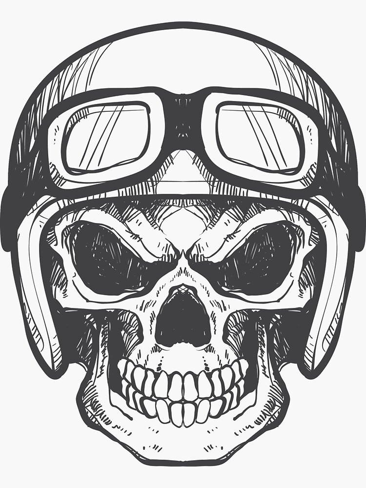 "Motorcycle helmet head skull" Sticker for Sale by medflix | Redbubble