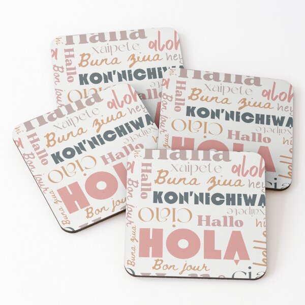 Item preview, Hello! Travel inspired in different languages in pink and yellow designed and sold by katerosestudios.