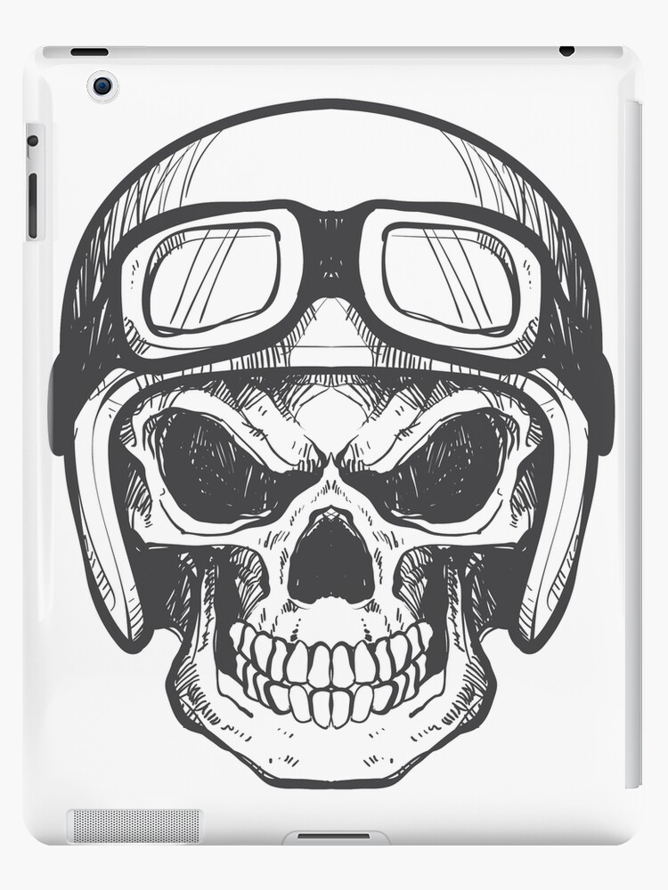 bisonte Obstinado El cielo Funda y vinilo para iPad «Cráneo de cabeza de casco de motocicleta» de  medflix | Redbubble