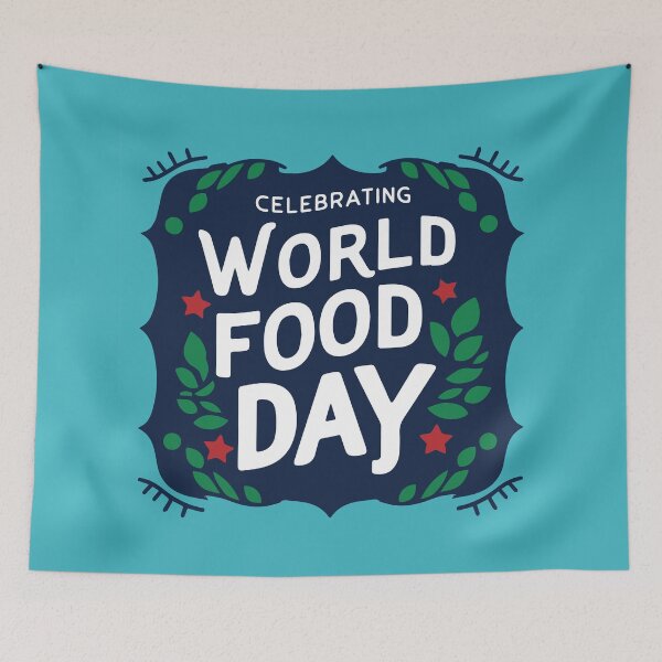 Item preview, world food day lettering poster minimal flat illustration design designed and sold by AtonuHaque.