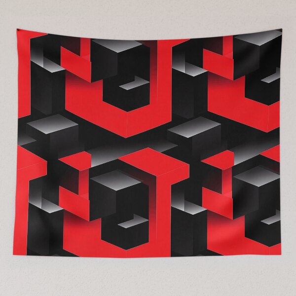 Item preview, Red and Black Geometric Pattern - Optical Puzzle designed and sold by HausKatz.