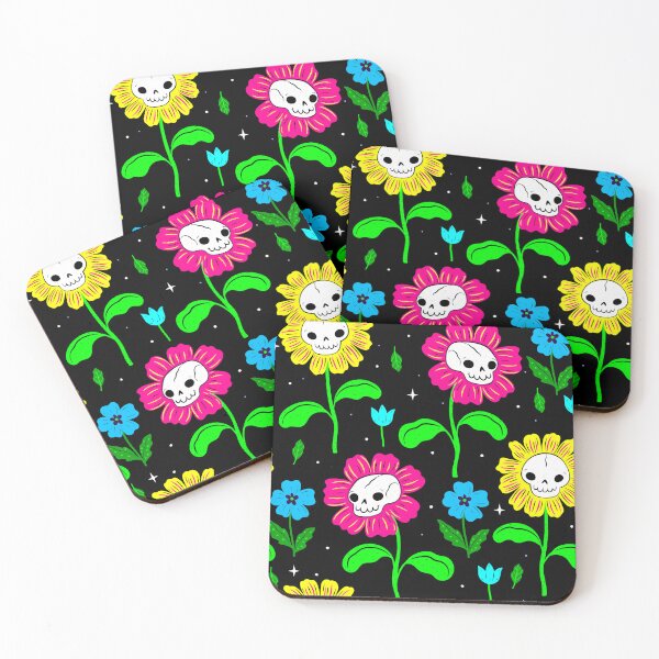 Item preview, halloween floral skull flowers black  designed and sold by Gossip Rag.