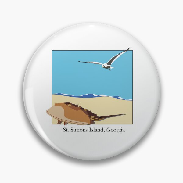 Item preview, Horseshoe Crab and Seagull Beach Design St. Simons Island, Georgia Baskerville designed and sold by laughingwillows.