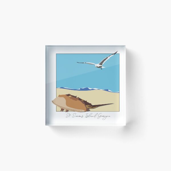 Item preview, Horseshoe Crab and Seagull Beach Design St. Simons Island, Georgia Script designed and sold by laughingwillows.