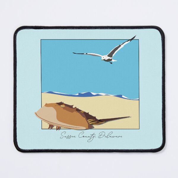 Item preview, Horseshoe Crab and Seagull Beach Design Sussex County, Delaware Script designed and sold by laughingwillows.