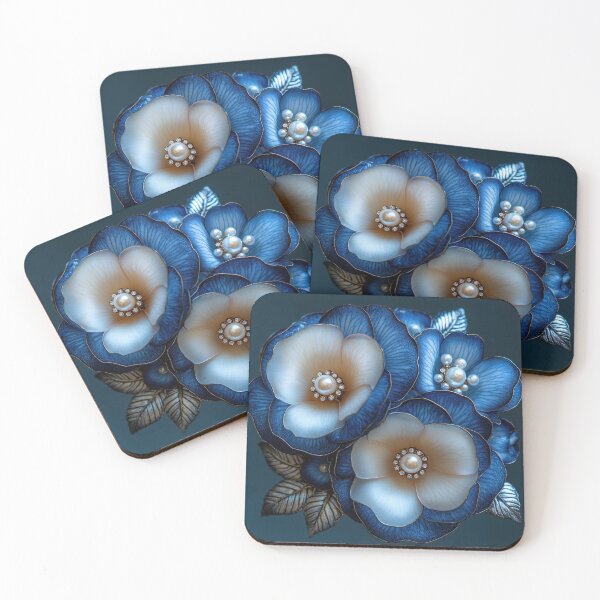 Item preview, Elegant Blue Floral Design with Pearls and Jewels designed and sold by regalaibylondon.