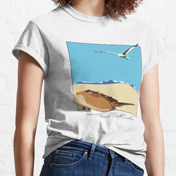 Item preview, Horseshoe Crab and Seagull Beach Design Topsail Beach, North Carolina Script designed and sold by laughingwillows.