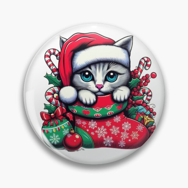 Item preview, Christmas cat with a Christmas sock Pattern,RBCozyHolidays,CozyHolidays designed and sold by Expressions-Sel.