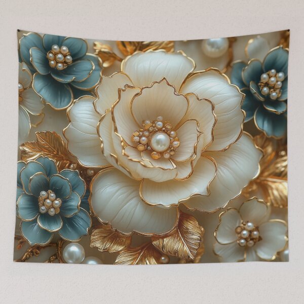 Item preview, Golden and Pearl Floral Elegance with Detailed Petals designed and sold by regalaibylondon.