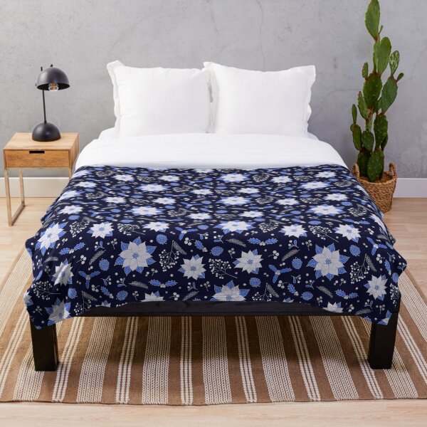 Item preview, Blue and White Christmas Poinsettia Pattern  designed and sold by PP-Patterns.