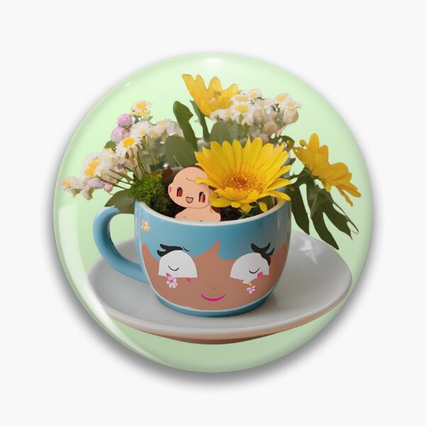 Item preview, A cup with a face on it is filled with flowers designed and sold by PWDigitalArt.