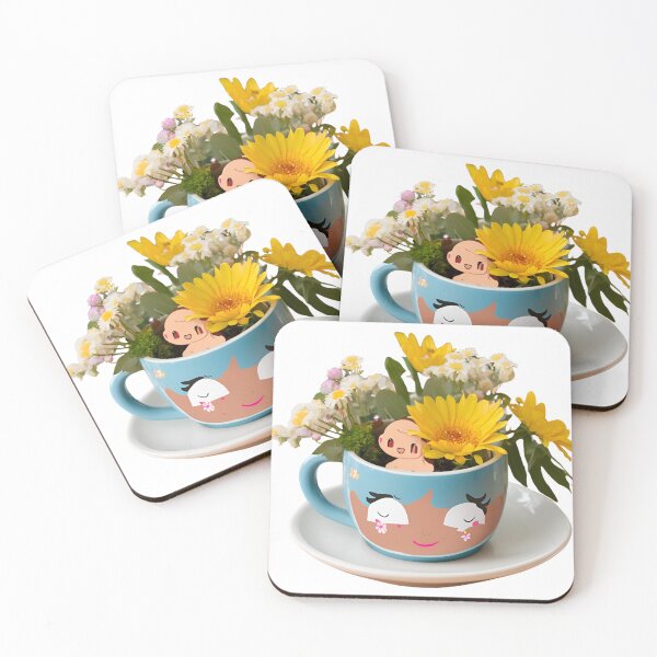 Item preview, A cup with a face on it is filled with flowers designed and sold by PWDigitalArt.