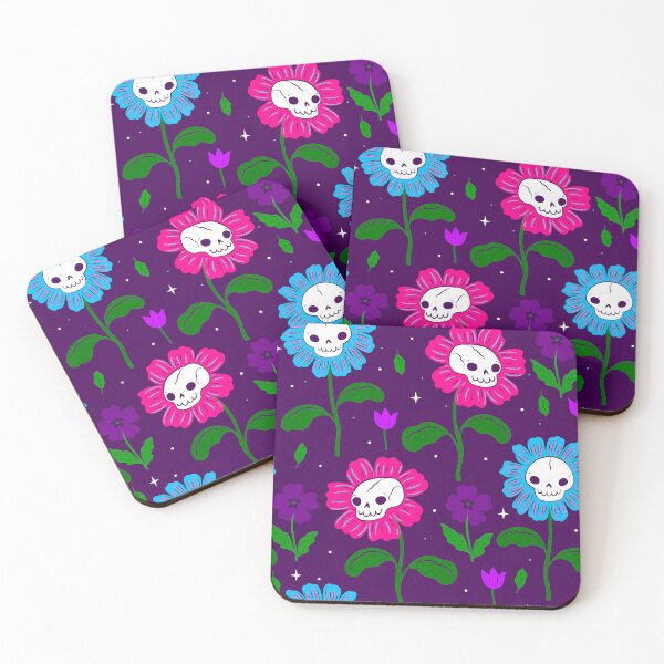Item preview, halloween floral skull flowers purple designed and sold by Gossip Rag.