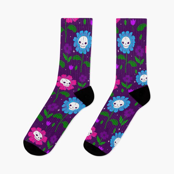 Item preview, halloween floral skull flowers purple designed and sold by Gossip Rag.
