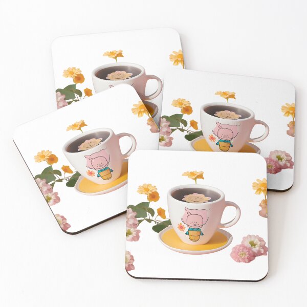 Item preview, A cup with a cartoon character on it sits on a yellow coaster designed and sold by PWDigitalArt.