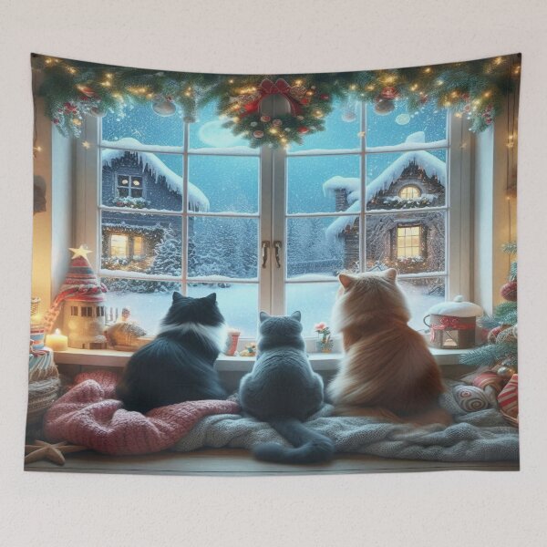 Item preview,  cozy holiday feel Christmas decoration with pets cats,RBCozyHolidays,CozyHolidays designed and sold by Expressions-Sel.