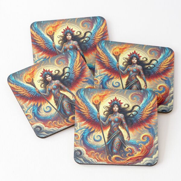 Item preview, Vibrant Mythical Warrior Fantasy Goddess Art Print designed and sold by CultDigHoriz.