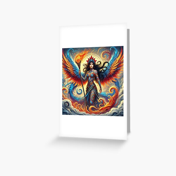 Item preview, Vibrant Mythical Warrior Fantasy Goddess Art Print designed and sold by CultDigHoriz.