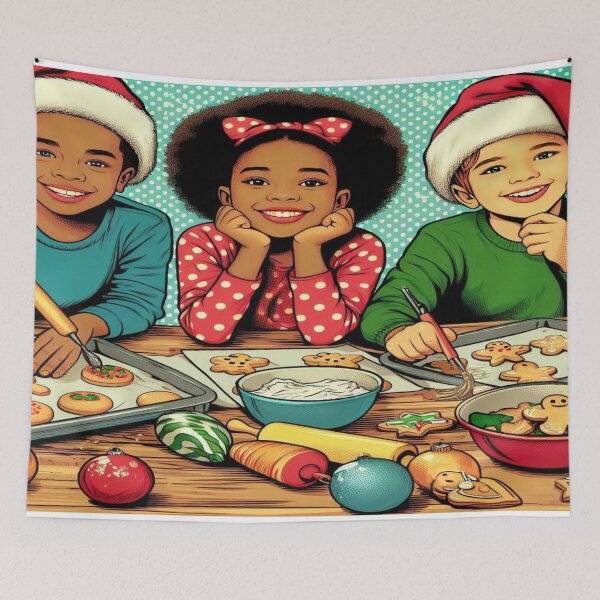 Item preview, cozy holiday feel Children cook Christmas Cookies ,RBCozyHolidays,CozyHolidays designed and sold by Expressions-Sel.
